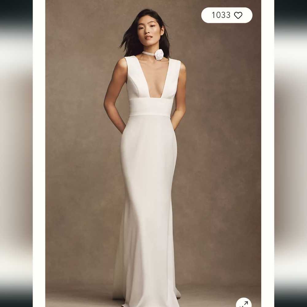 BHLDN Wtoo by Watters Chloe Sleeveless Plunge Crepe Column Wedding Dress